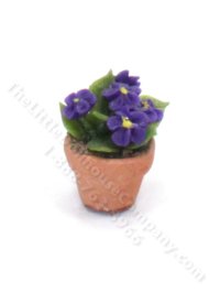(image for) Miniature Pot of Purple Flowers for Dollhouses