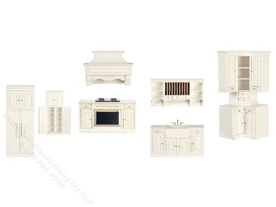 (image for) Miniature White Kitchen Set for Dollhouses (6pc)