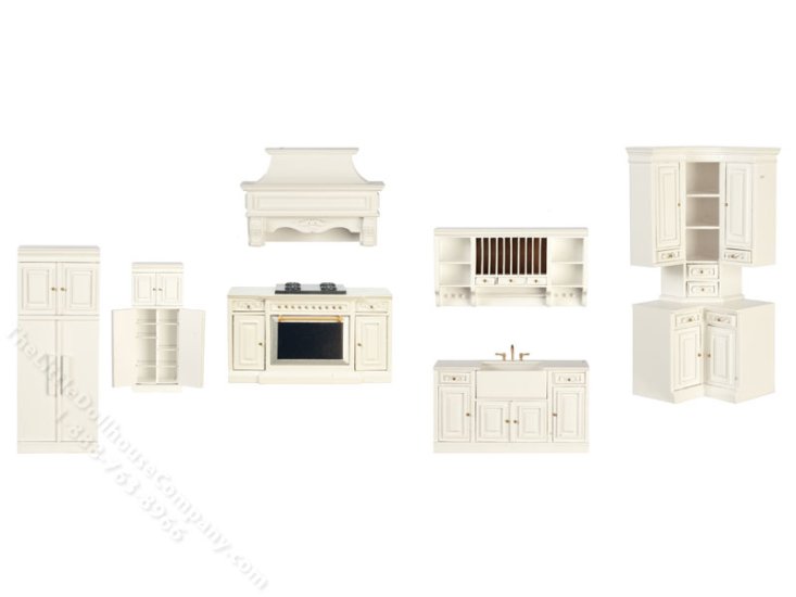 (image for) Miniature White Kitchen Set for Dollhouses (6pc)