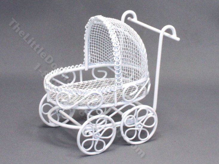 (image for) Miniatre White Wire Baby Pram