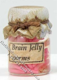 (image for) Miniature Jar of Brain Jelly Worms for Dollhouses