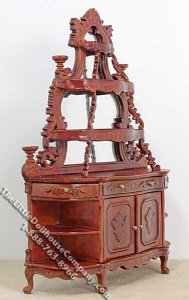 (image for) Miniature Mirrored Walnut China Cabinet for Dollhouses