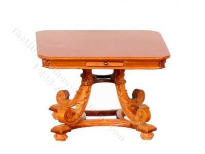 (image for) Miniature Maple Square Top Carved Table for Dollhouses