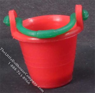 (image for) Miniature Red Beach Pail for Dollhouses