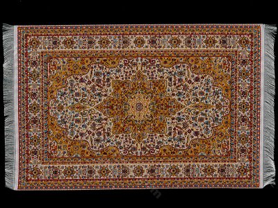 (image for) Dollhouse Scale Model Turkish Carpet - Cream, Taupe, Red