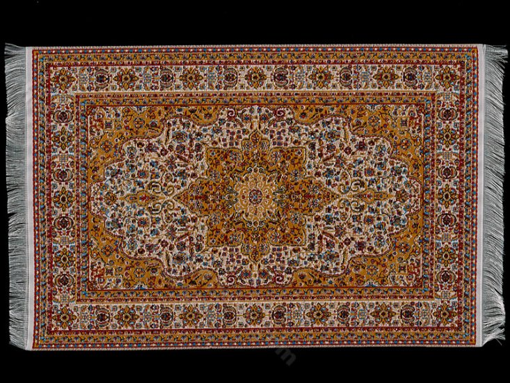 (image for) Dollhouse Scale Model Turkish Carpet - Cream, Taupe, Red
