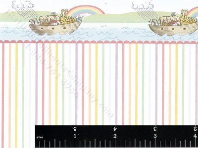 (image for) Noah's Ark Stripe Miniature Wallpaper fo Dollhouses