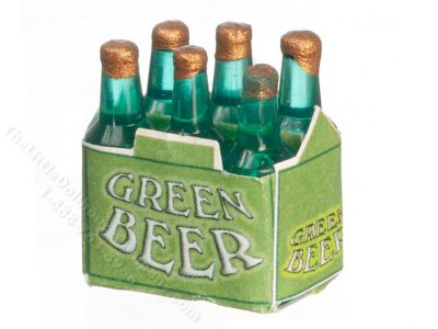 (image for) Miniature Six Pack of Green Beer for Dollhouses
