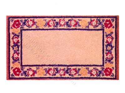 (image for) Miniature Beige Floral Border Rug for Dollhouses