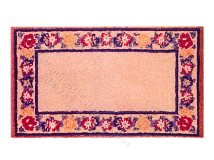 (image for) Miniature Beige Floral Border Rug for Dollhouses