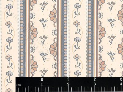 (image for) Art Deco Floral Stripe Miniature Wallpaper for Dollhouses