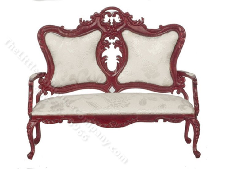 (image for) Miniature Victorian Sofa For Dollhouses - Mahogany