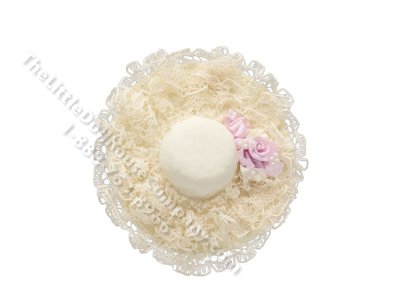 (image for) Vintage Miniature Frilly Sun Hat with Pink Roses