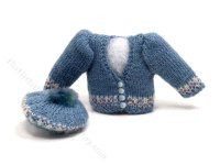 (image for) Miniature Blue Handknit Sweater by Margaret Yeadon