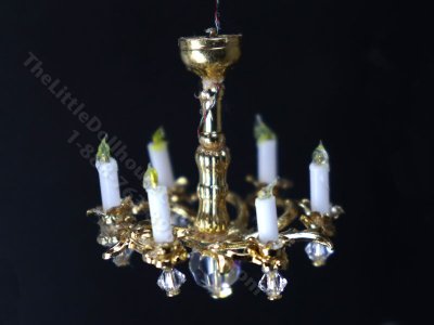 (image for) 1:48 Scale Miniature 3V Crystal Spiral Chandelier for Dollhouses