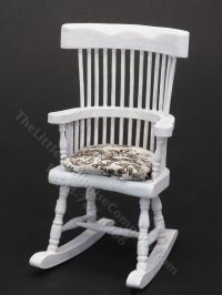 (image for) Vintage Miniature Shabby White Windsor Rocking Chair with Cushion