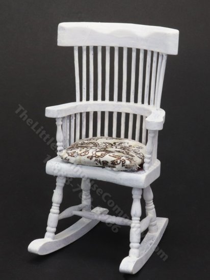 (image for) Vintage Miniature Shabby White Windsor Rocking Chair with Cushion