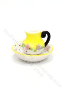 (image for) Miniature Ceramic Yellow Pitcher and Wash Bowl