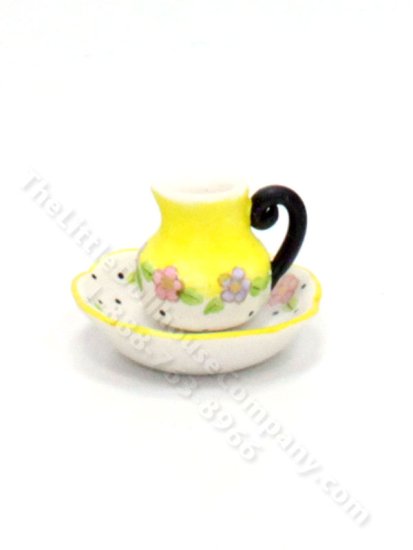 (image for) Miniature Ceramic Yellow Pitcher and Wash Bowl