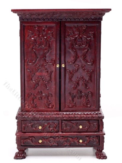 (image for) Miniature Mahogany French Armoire for Dollhouses