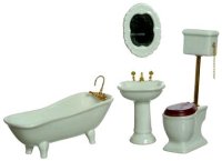 (image for) Dollhouse Miniature White Bathroom Set (4pc)