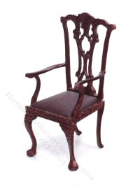 (image for) Miniature Mahogany Victorian Armchair for Dollhouses