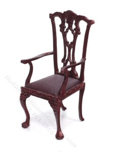 (image for) Miniature Mahogany Victorian Armchair for Dollhouses