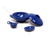 (image for) Miniature 4 Piece Serving Dish Set for Dollhouses - Dark Blue