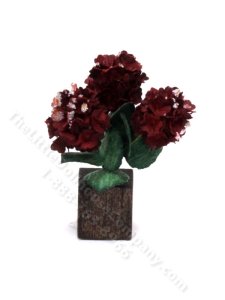 (image for) Miniature Handmade Dark Red Hydrangeas for Dollhouses