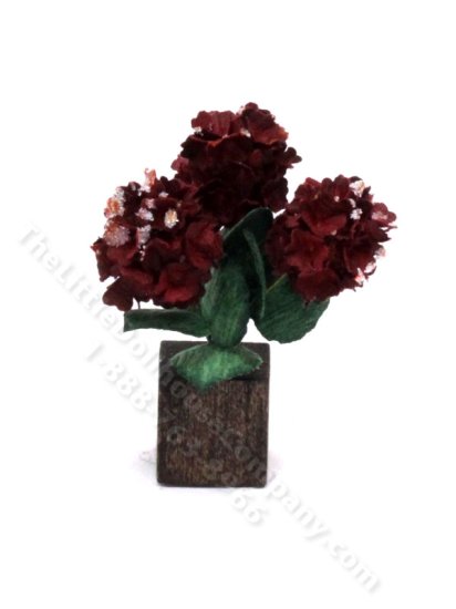 (image for) Miniature Handmade Dark Red Hydrangeas for Dollhouses
