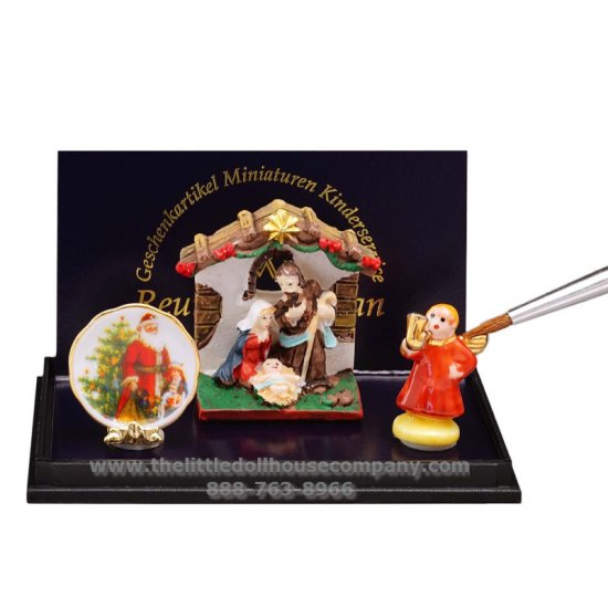 (image for) Miniature Christmas decoration with Manger, Angel and Wallplate