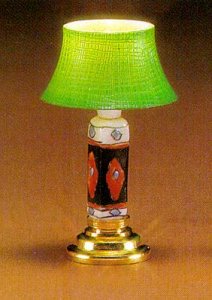 (image for) Dollhouse Scale Model Modern Table Lamp, Cherokee Green Shade