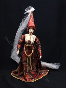 (image for) Miniature Handcrafted Vintage Medieval Woman in Red Hennin