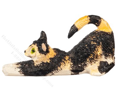 (image for) Miniature Stretching Calico Cat for Dollhouses