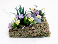 (image for) Miniature Flower Bed with Cat for Dollhouses