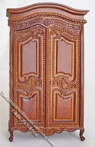 (image for) Miniature Provencal Louis XV Walnut Armoire for Dollhouses