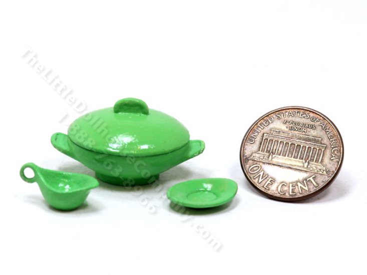 (image for) Miniature 4 Piece Serving Dish Set for Dollhouses - Green