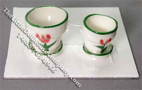(image for) Miniature Decorated Flower Pot Set By Barb for Dollhouses