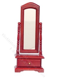 (image for) Miniature Mahogany Standing Mirror for Dollhouses