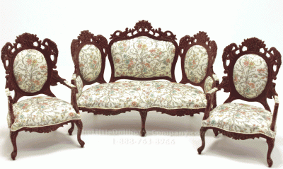 (image for) Miniature 3 Piece Rose Wisteria Living Room Set