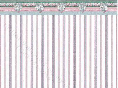 (image for) Dollhouse Scale Model Wallpaper - Grey, Pink, White Stripe