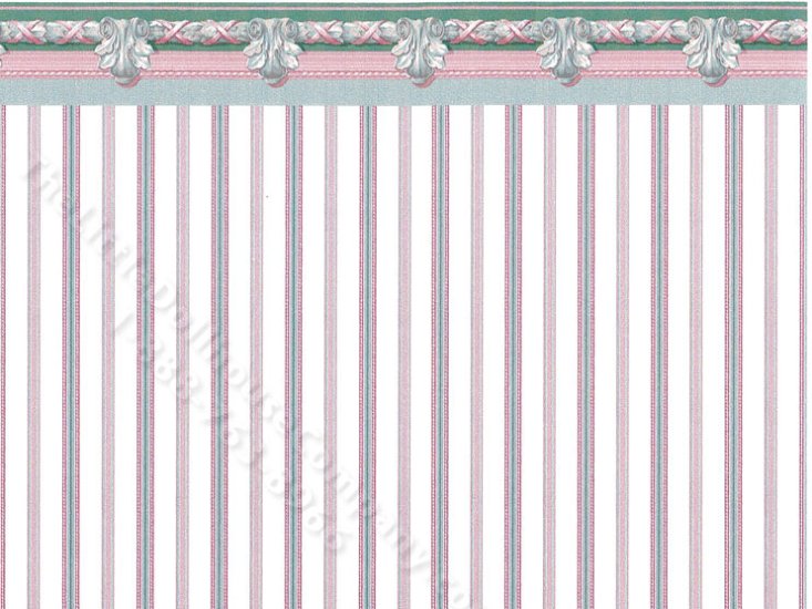 (image for) Dollhouse Scale Model Wallpaper - Grey, Pink, White Stripe