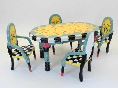 (image for) Eye Candy Table and 4 Chairs, Green & Yellow Tulip