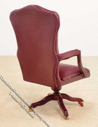 (image for) Miniature Mahogany Padded Desk Chair for Dollhouses