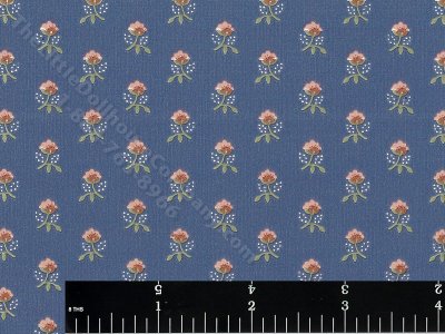 (image for) Blue w/ Pink Flowers Miniature Wallpaper for Dollhouses