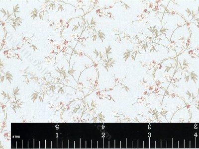(image for) Blue Floral Pattern Miniature Dollhouse Wallpaper
