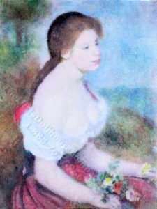 (image for) "Young Girl with Daisies" Replica Painting by Larry Morganti