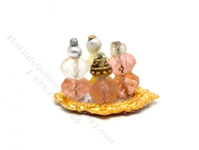 (image for) Miniature Gold Tray with Perfume for Dollhouses
