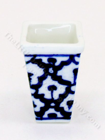 (image for) Miniature Blue and White Tapered Square Vase