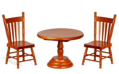 (image for) Miniature Walnut Kitchen Table Set For Dollhouses